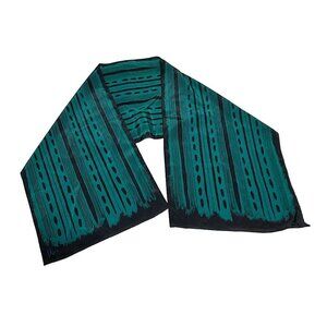 Vena scarf Green Black Rectangle 41" L x 10" W Striped Dots